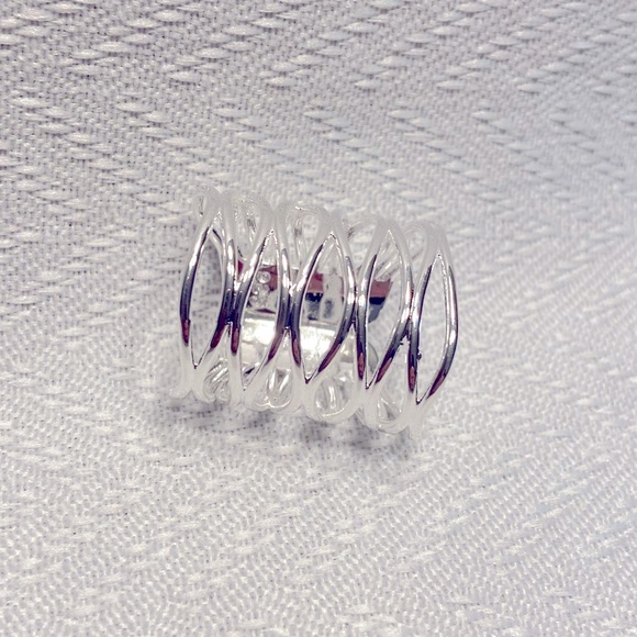 Sterling Silver Plated Wide Adjustable Ring Thumb Ring New! - Picture 2 of 3